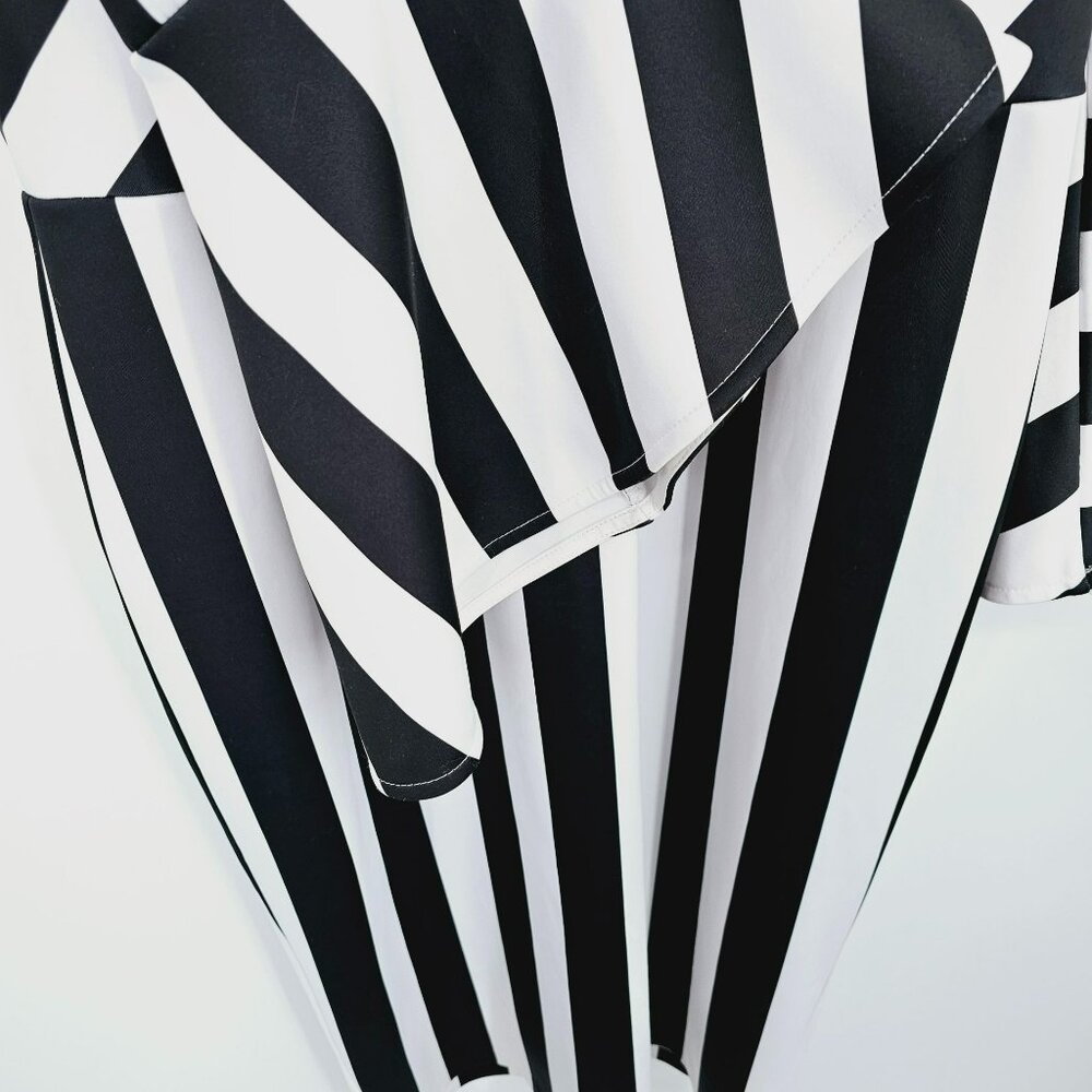 Eloquii Dress 16 Black White Stripe Flare Sleeve Body Hugging Bodycon Scuba Plus - Picture 6 of 13